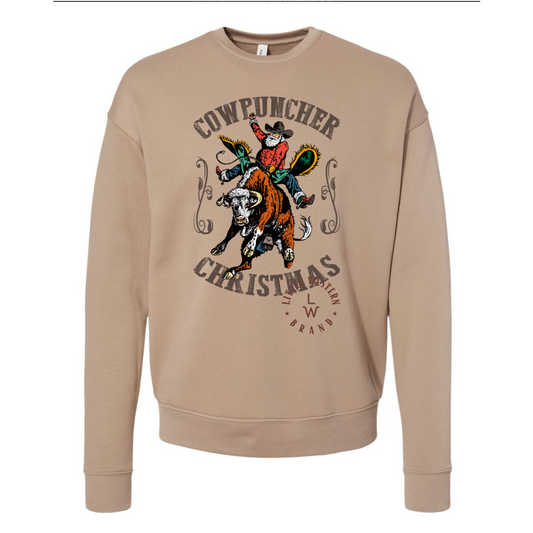 Cowpuncher Christmas Sweatshirt (Adult) - Tan