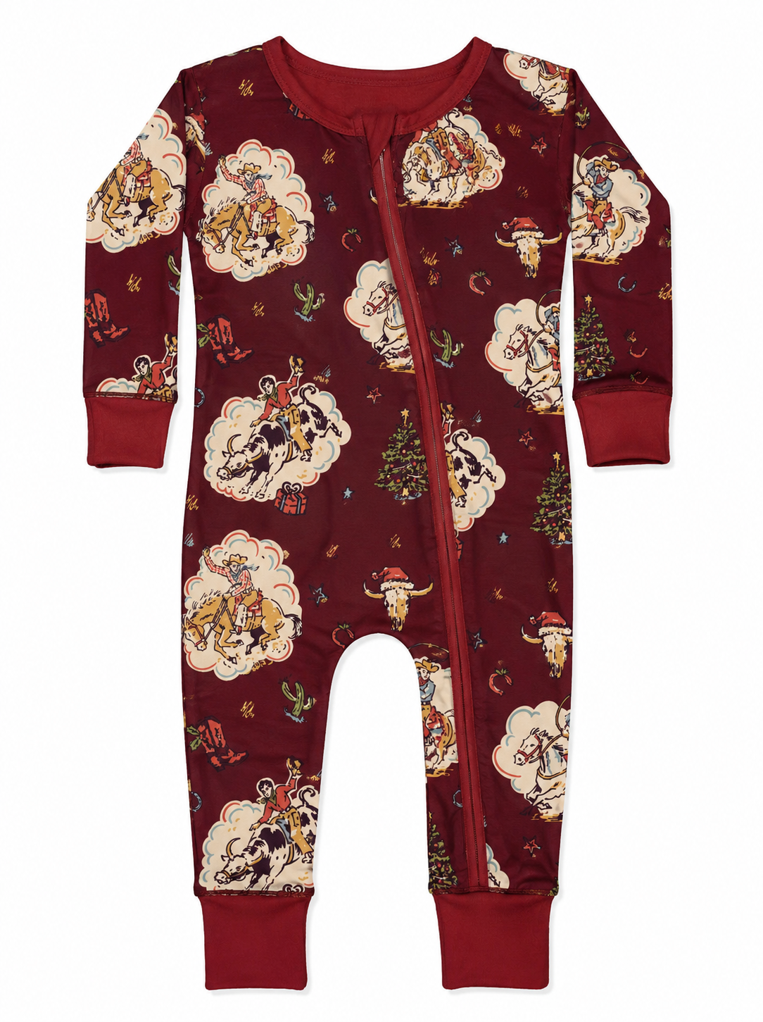 A Vintage Buckaroo Christmas Bamboo Footed Sleeper (Baby)