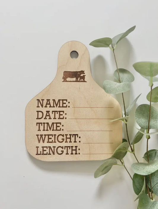 Cow Tag Baby Announcement