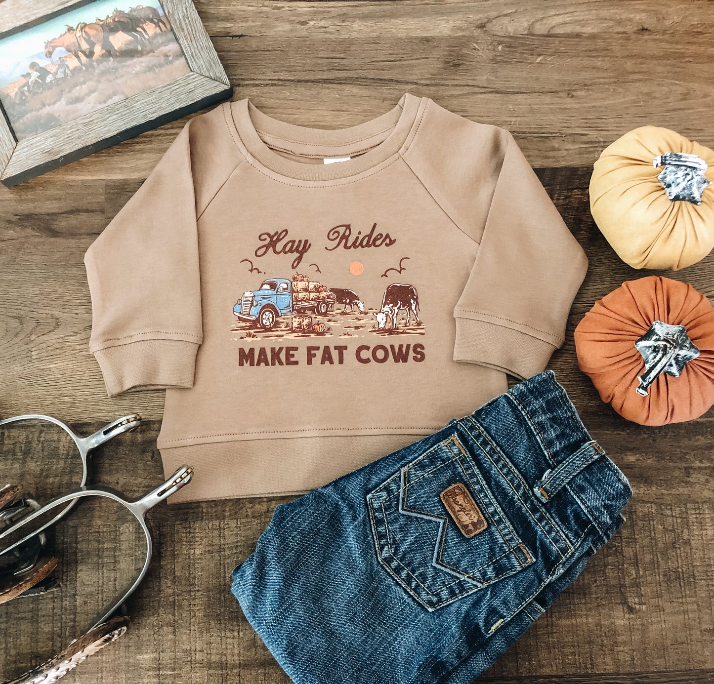 Hay Rides Make Fat Cows Pullover (Baby & Toddler) - Truffle