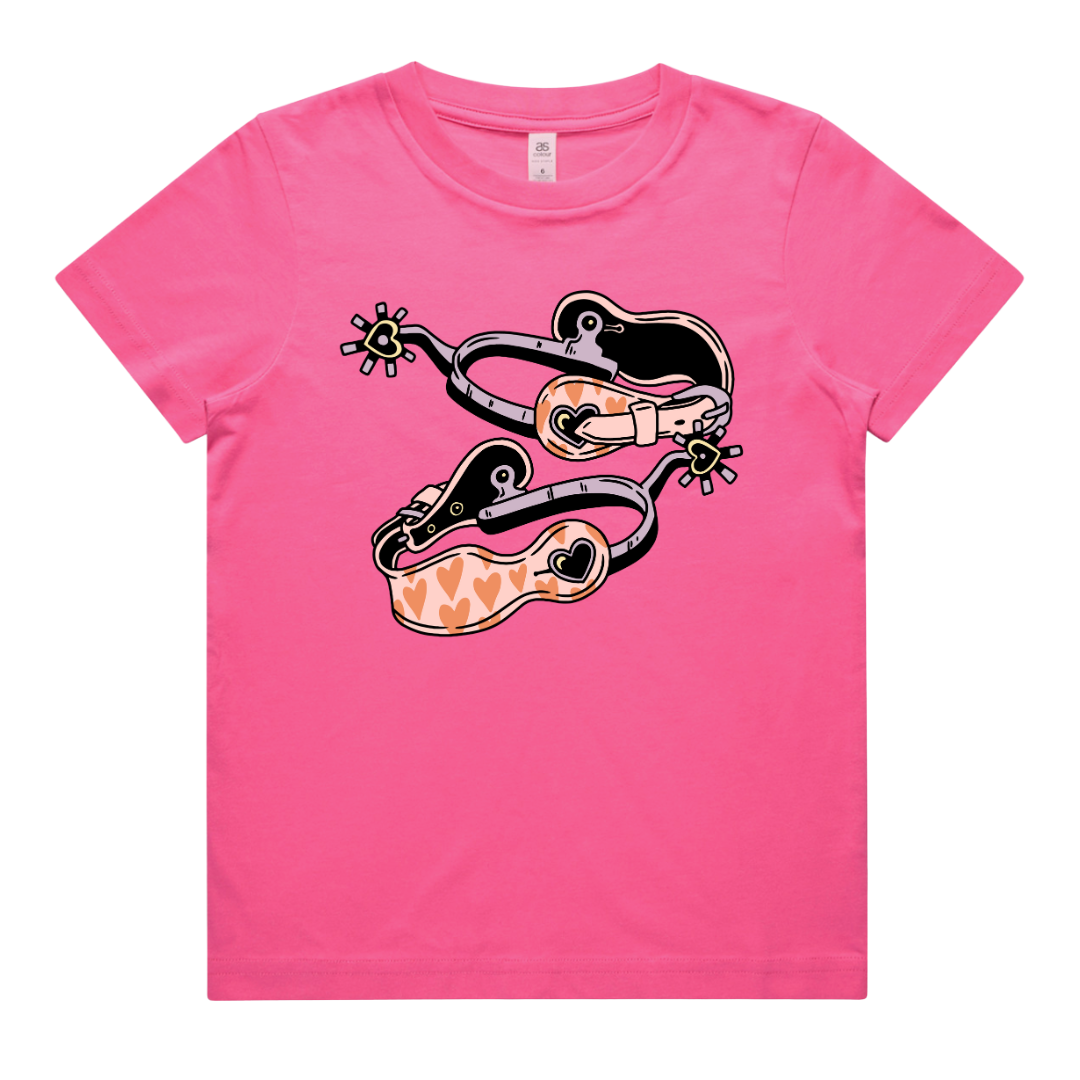 Heart Spurs Tee (Toddler & Youth) - Charity Pink