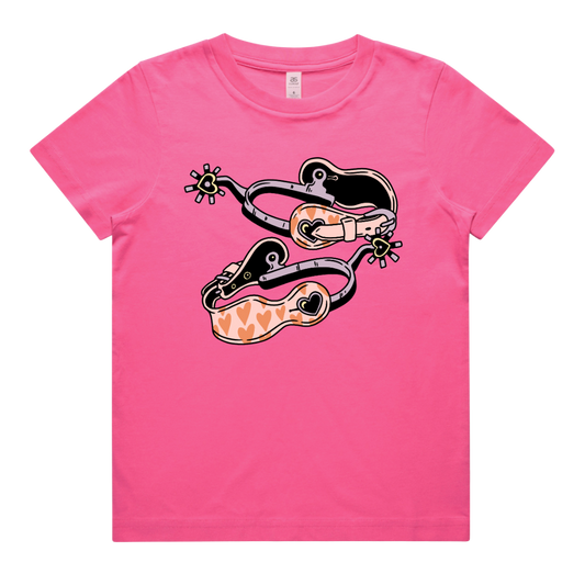 Heart Spurs Tee (Toddler & Youth) - Charity Pink