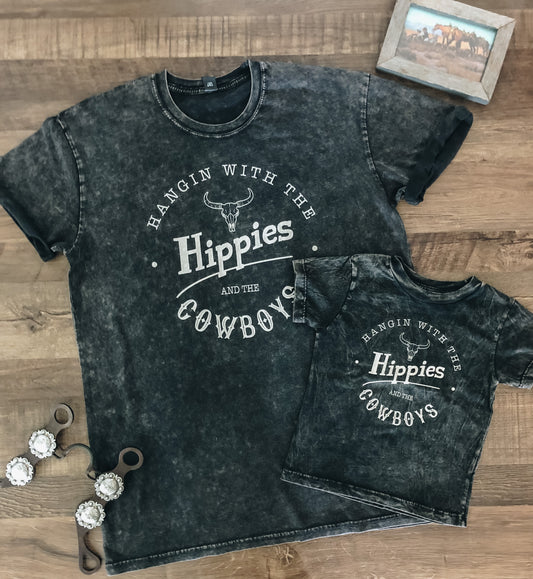 Hippes & Cowboy's Tee (Adult) - Stone Wash Black