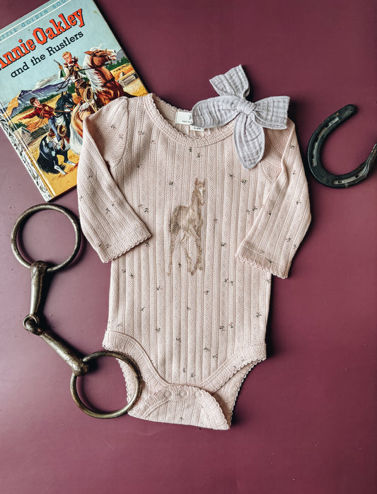 Little Foal Pointelle Bodysuit (Baby) - Blush