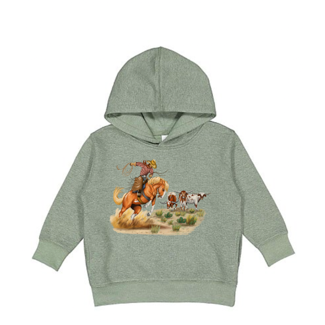 Ranch Bronc Hooded Sweatshirt (Toddler & Youth) - Bamboo Blackout