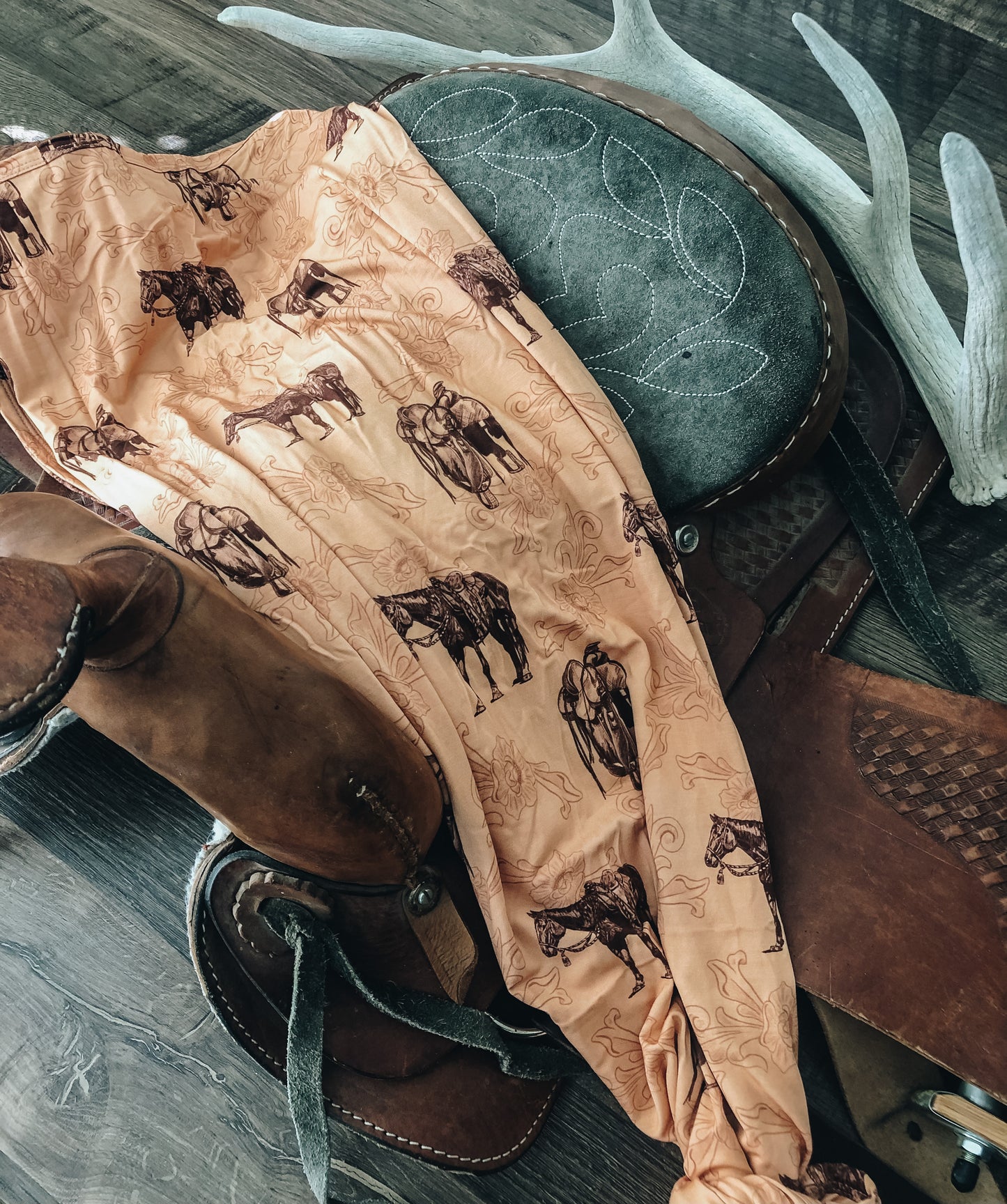 Ranch Horse Tooled Swaddle Blanket