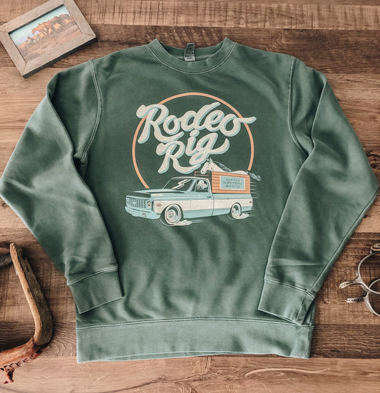Rodeo Rig Crewneck Sweatshirt (Adult) - Faded Green