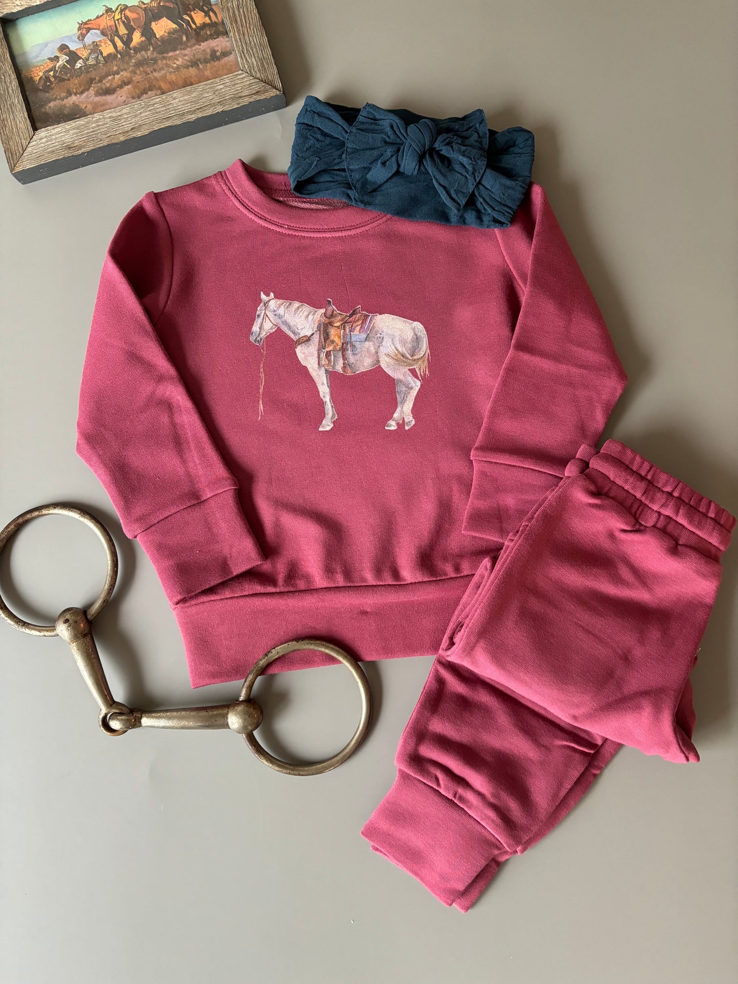 Saddled Horse Jogger Set - Magenta (Baby, Toddler & Youth)