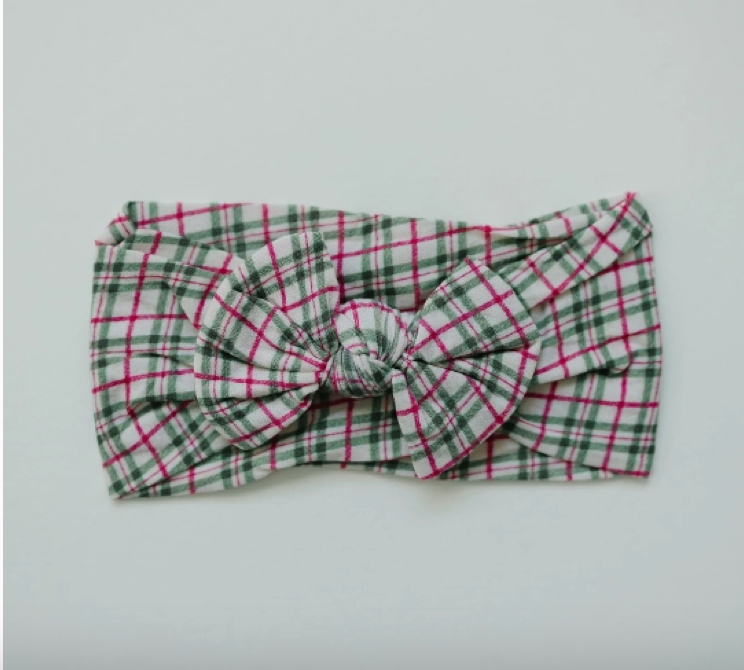 Holly Jolly Christmas Plaid Nylon Baby Headband