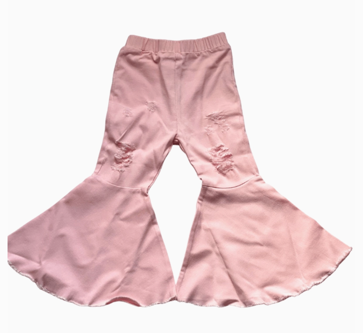 Barbie Denim Bell Bottoms - Distressed Pink