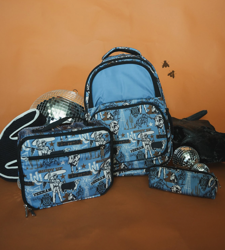 Dandy Denim Backpack, Lunchbox, or Pencil Pouch