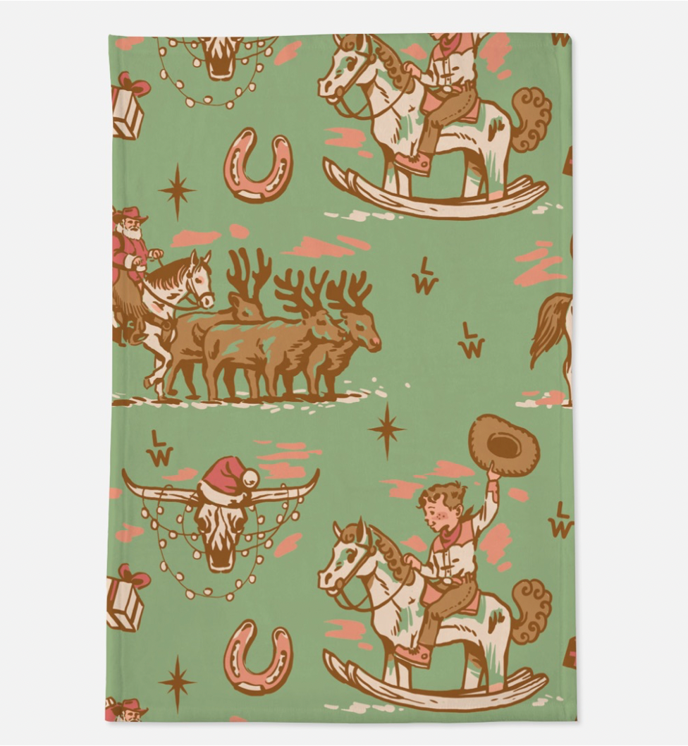 Vintage Western Christmas Minky Blanket