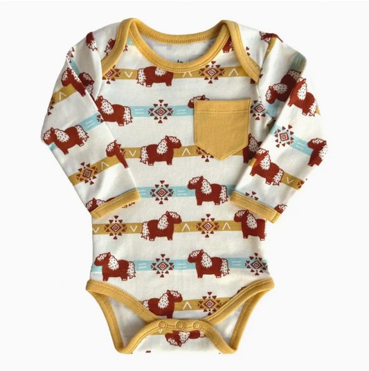 Aztec Pony Organic Cotton Long Sleeve Bodysuit