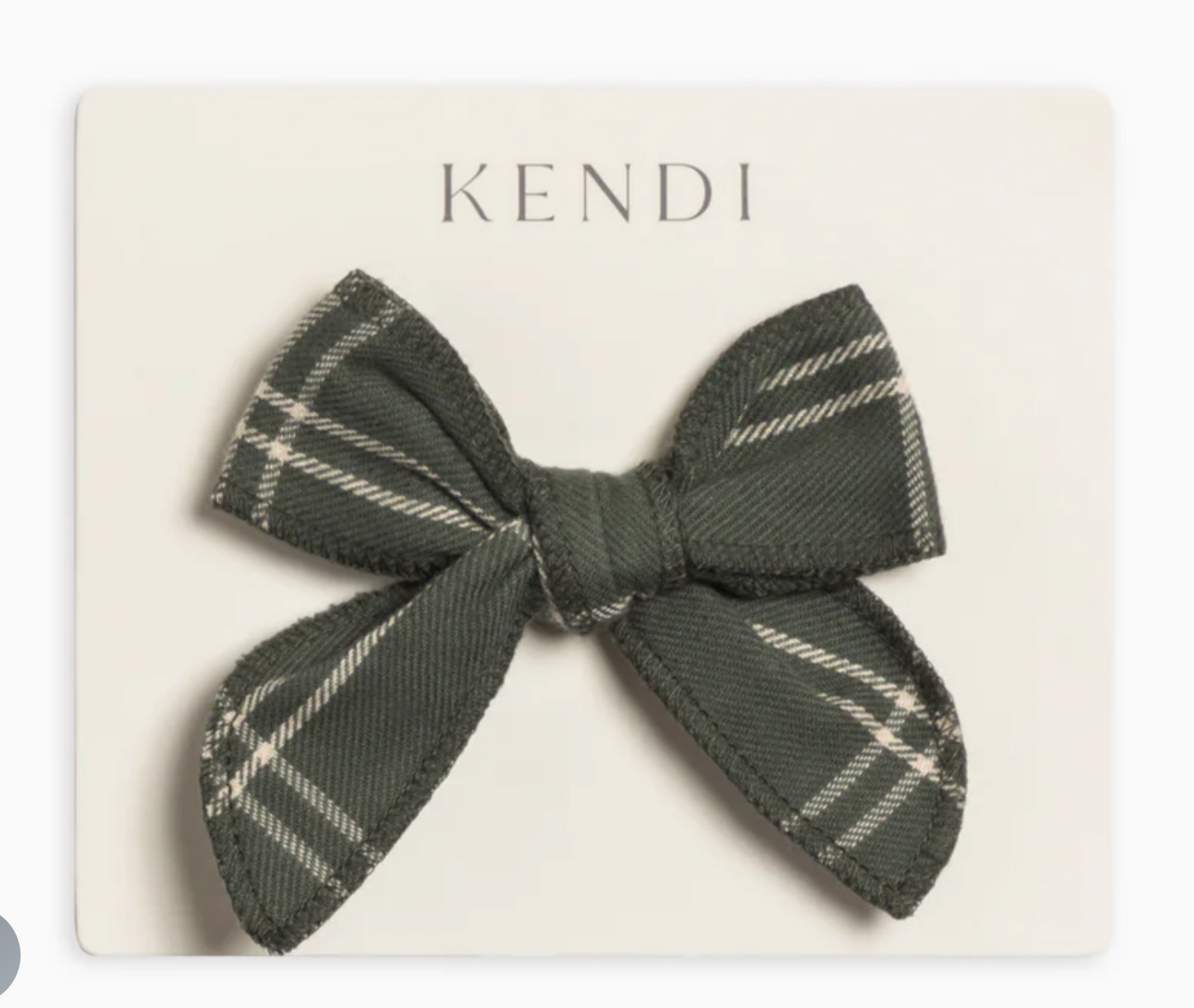 Flannel Bow Hair Clip - Pine