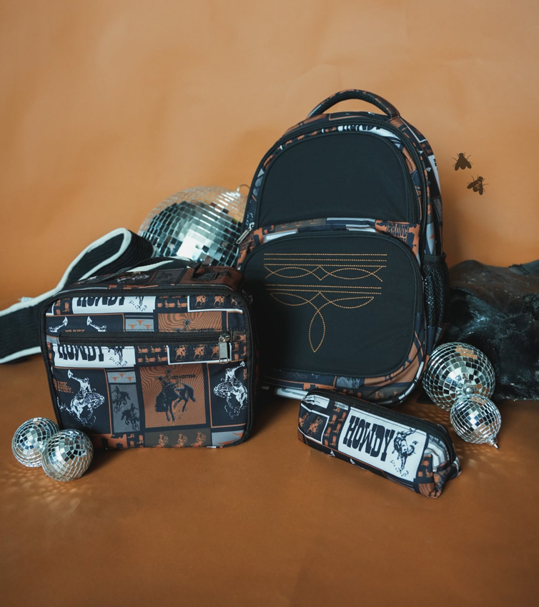 Boot Stitch Howdy Backpack, Lunchbox, or Pencil Pouch