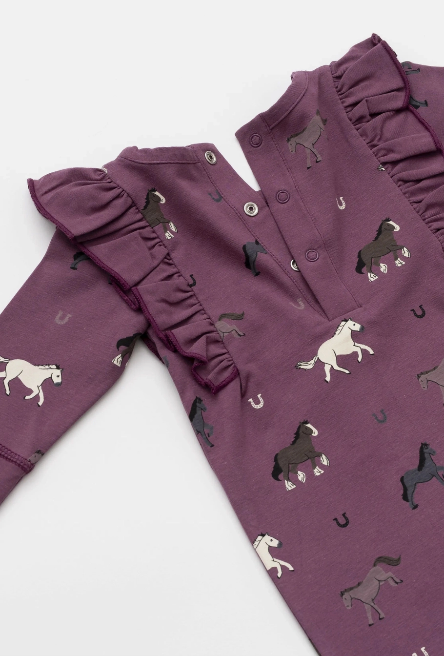 Organic Cotton Fall Horses Ruffle Romper (Baby)
