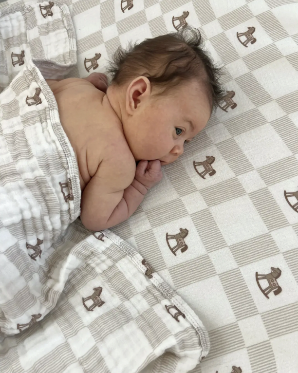 Vintage Ranch Cotton Gauze Crib Sheet