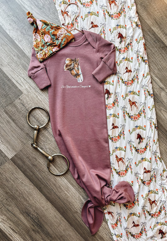 So, God Made a Cowgirl Infant Gown - Berry