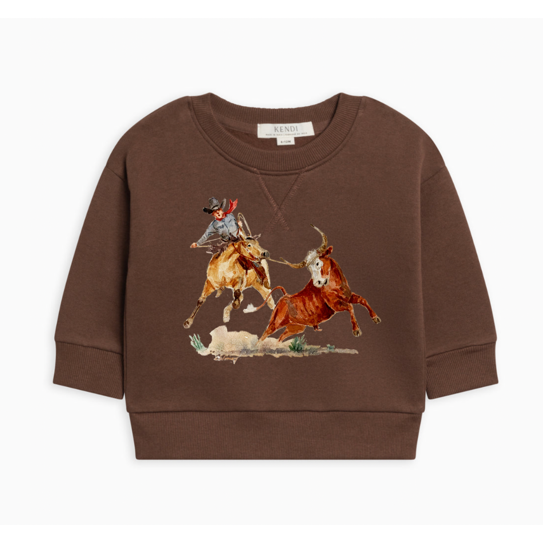 Steer Jerk Crewneck Sweatshirt (Baby & Toddler) - Chestnut