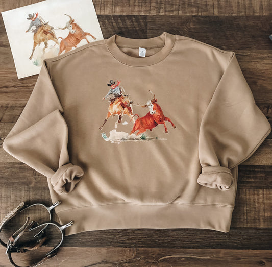 Steer Jerk Crewneck Sweatshirt (Women's) - Sand