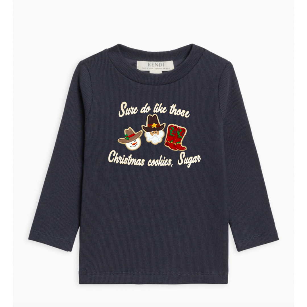 Christmas Cookies Ribbed Long Sleeve (Baby & Toddler) - Navy