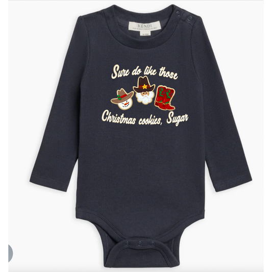 Christmas Cookies Ribbed Long Sleeve (Baby & Toddler) - Navy