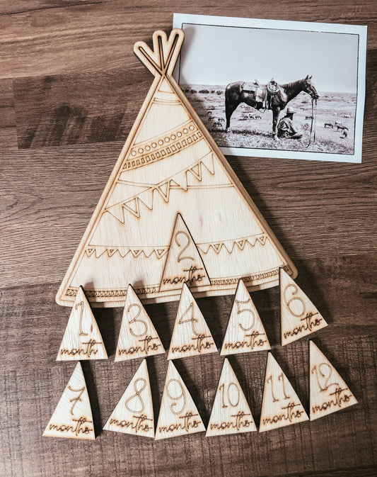 Tepee Monthly Milestone Wood Set