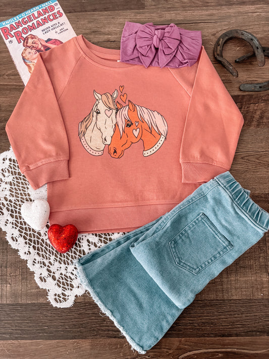 Valentine Horses Pullover (Baby & Toddler) - Rose