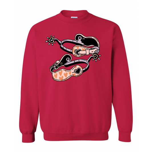 Valentine Spurs Crewneck Sweatshirt (Adult) - Cherry Red