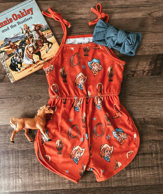 Vintage Inspired Cowgirl Romper (Baby & Toddler) - Burnt Orange