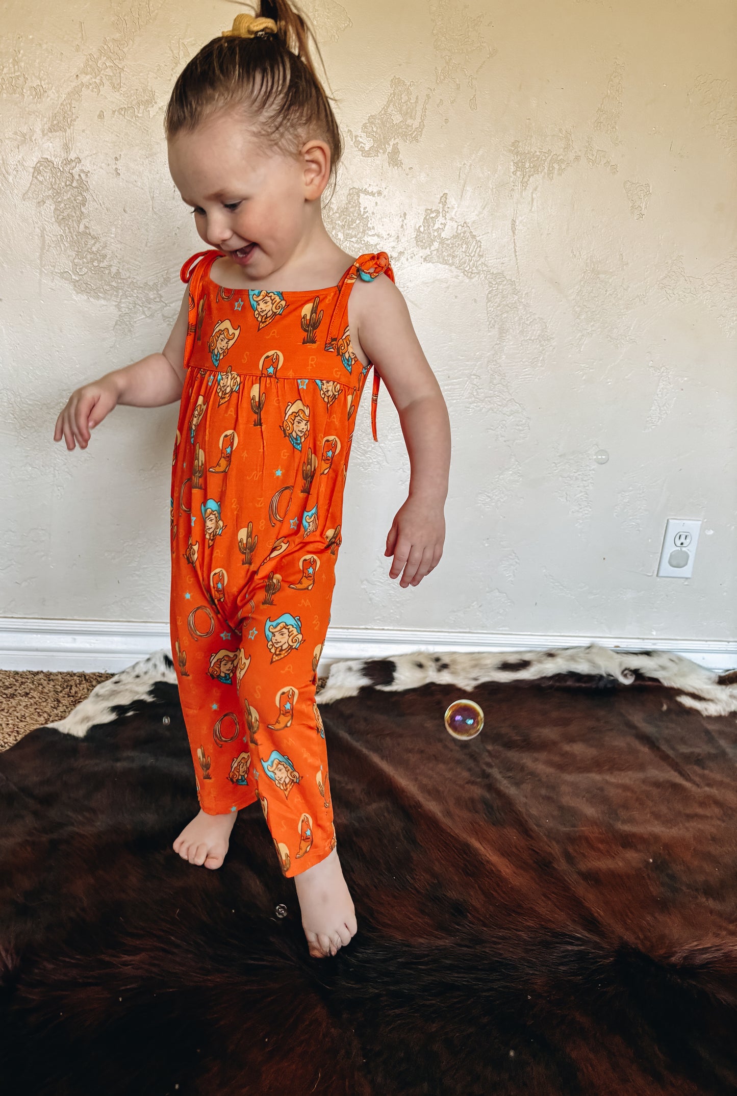 Vintage Cowgirl Bamboo Pants Romper (Baby, Toddler, & Youth)