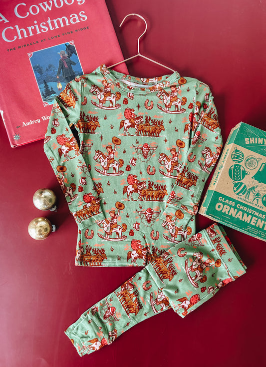 Vintage Western Christmas Bamboo Pajamas (Toddler & Youth)