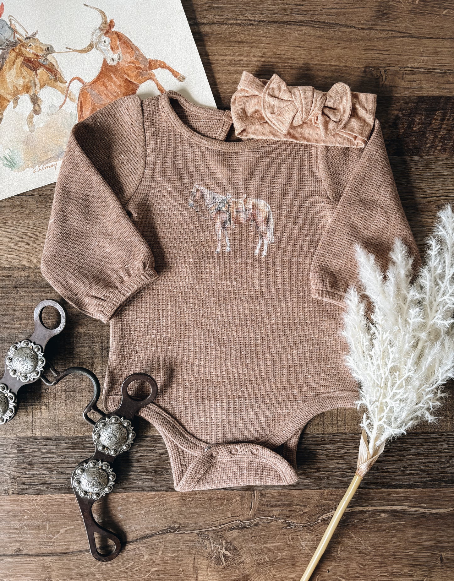 Painted Pally Organic Waffle Knit Bodysuit (Baby) - Mocha