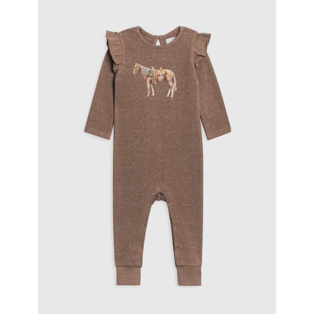 Painted Pally Organic Waffle Knit Romper (Baby) - Mocha