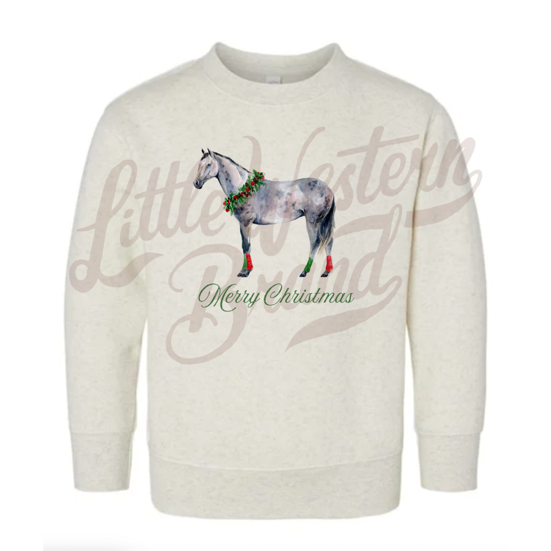 Christmas Grey Crewneck Sweatshirt (Toddler & Youth) - Heather White