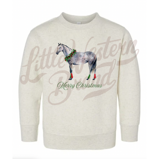 Christmas Grey Crewneck Sweatshirt (Toddler & Youth) - Heather White