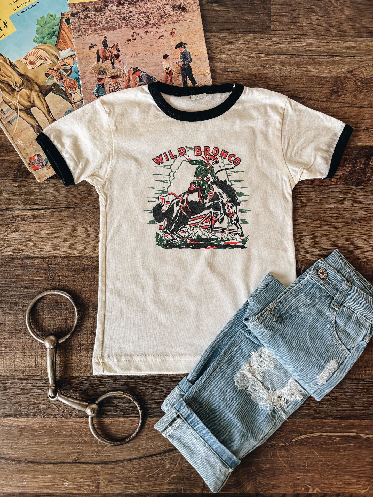 Wild Bronco Ringers Tee (Toddler) - Black