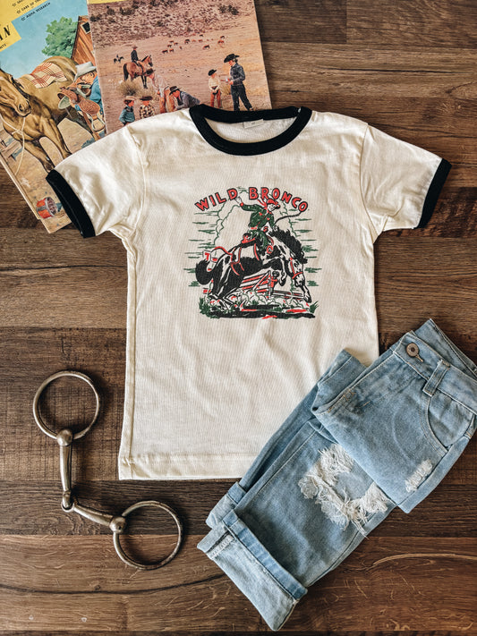 Wild Bronco Ringers Tee (Toddler) - Black