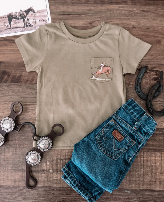 Wild & Free Pocket Tee (6-12M) - Herb