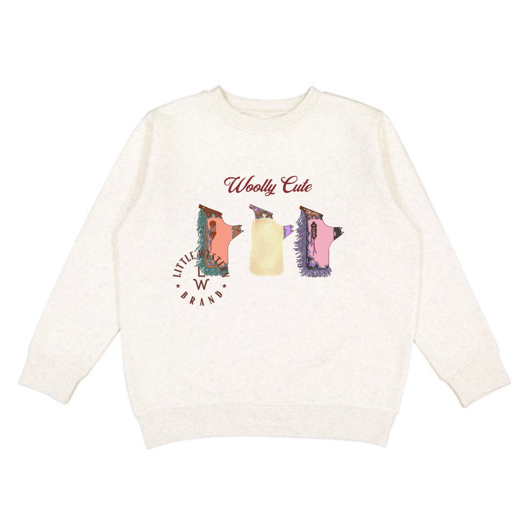 Woolly Cute Crewneck Sweatshirt (Toddler & Youth) - Heather White