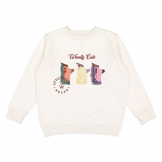 Woolly Cute Crewneck Sweatshirt (Toddler & Youth) - Heather White