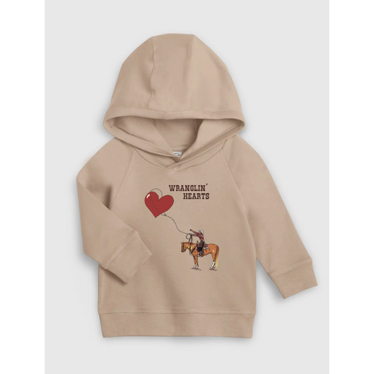 Wranglin' Hearts Hooded Pullover (Baby & Toddler) - Clay