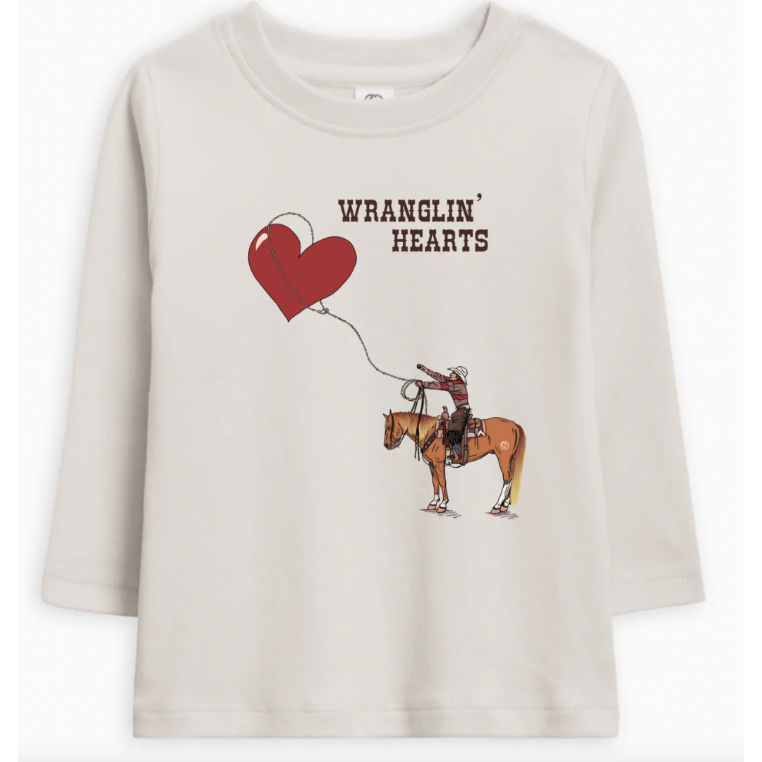 Wranglin' Hearts Long Sleeve (Baby & Toddler) - Stone