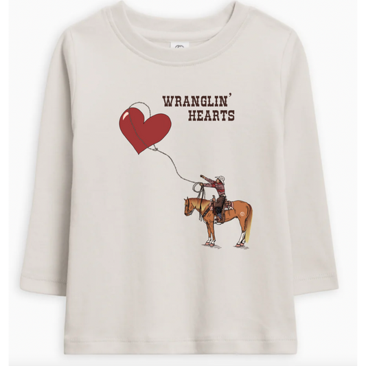 Wranglin' Hearts Long Sleeve (Baby & Toddler) - Stone