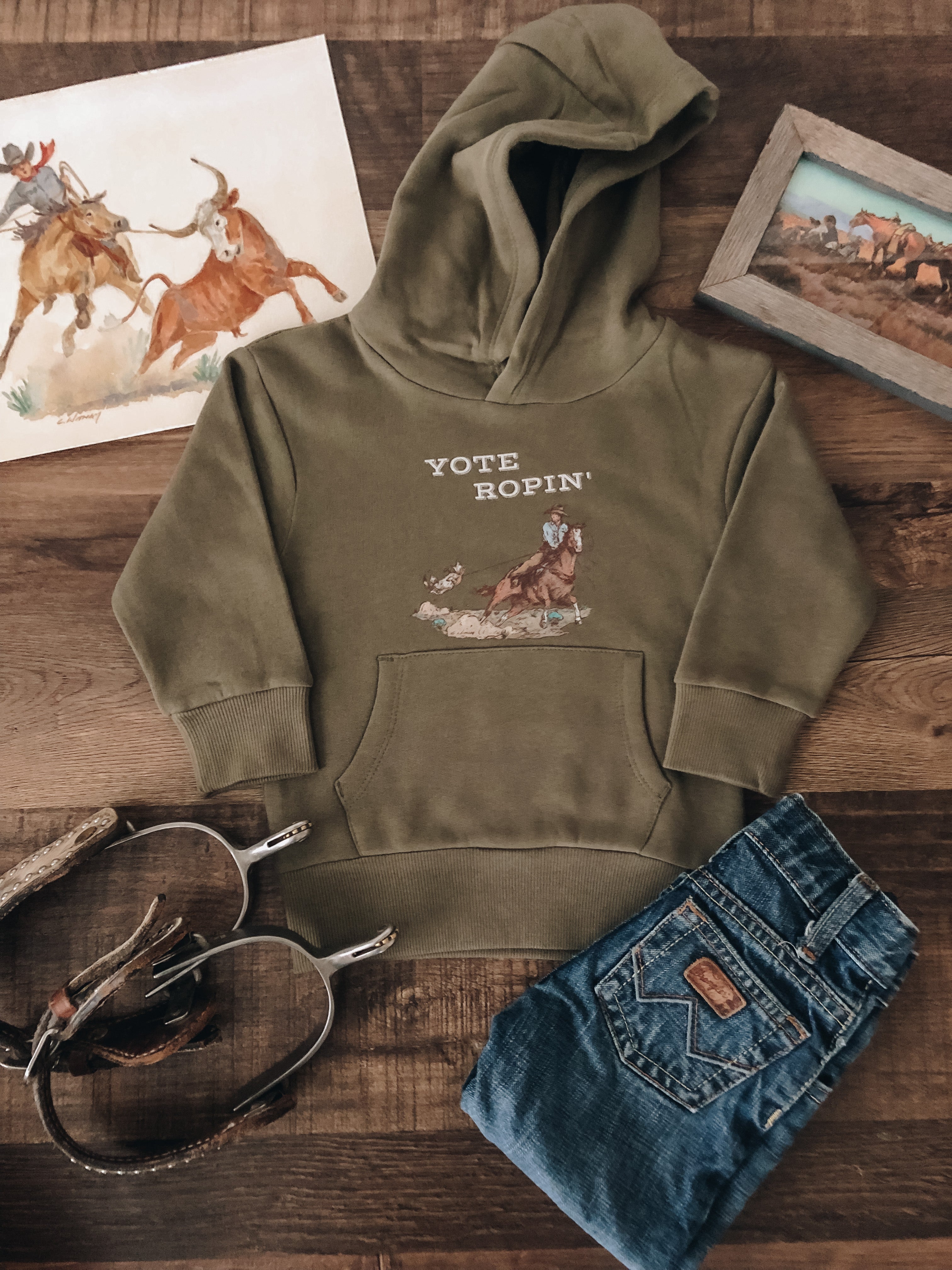 Yote Ropin Organic Cotton Hooded Sweatshirt Forest 4T