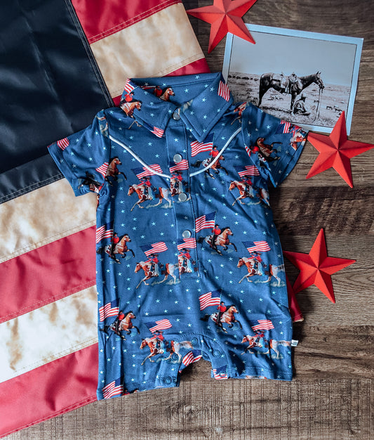 Gallup Short Sleeve Bamboo Collard Shortalls (18-24M)