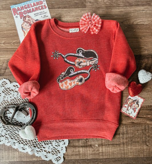 Valentine Spurs Crewneck Sweatshirt (Toddler) - Red *Restocking 1/17/24*