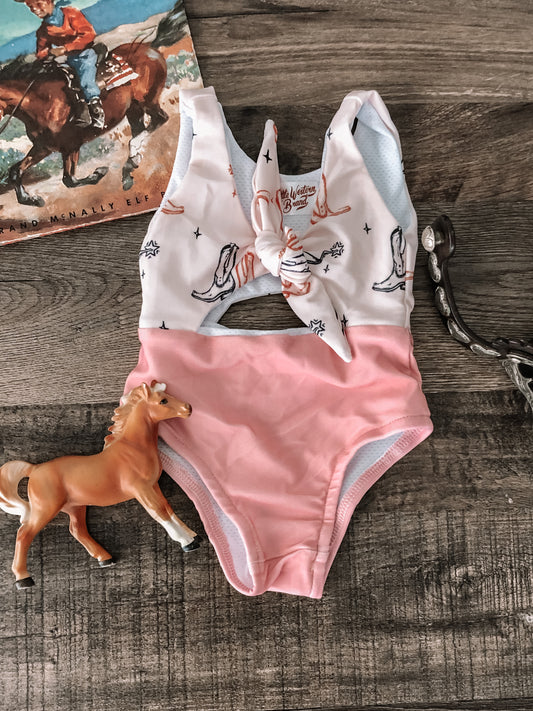 Boots & Spurs Cut-Out Swimsuit - pink