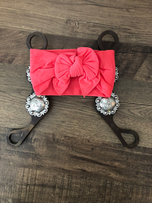 Neon Coral Nylon Bow