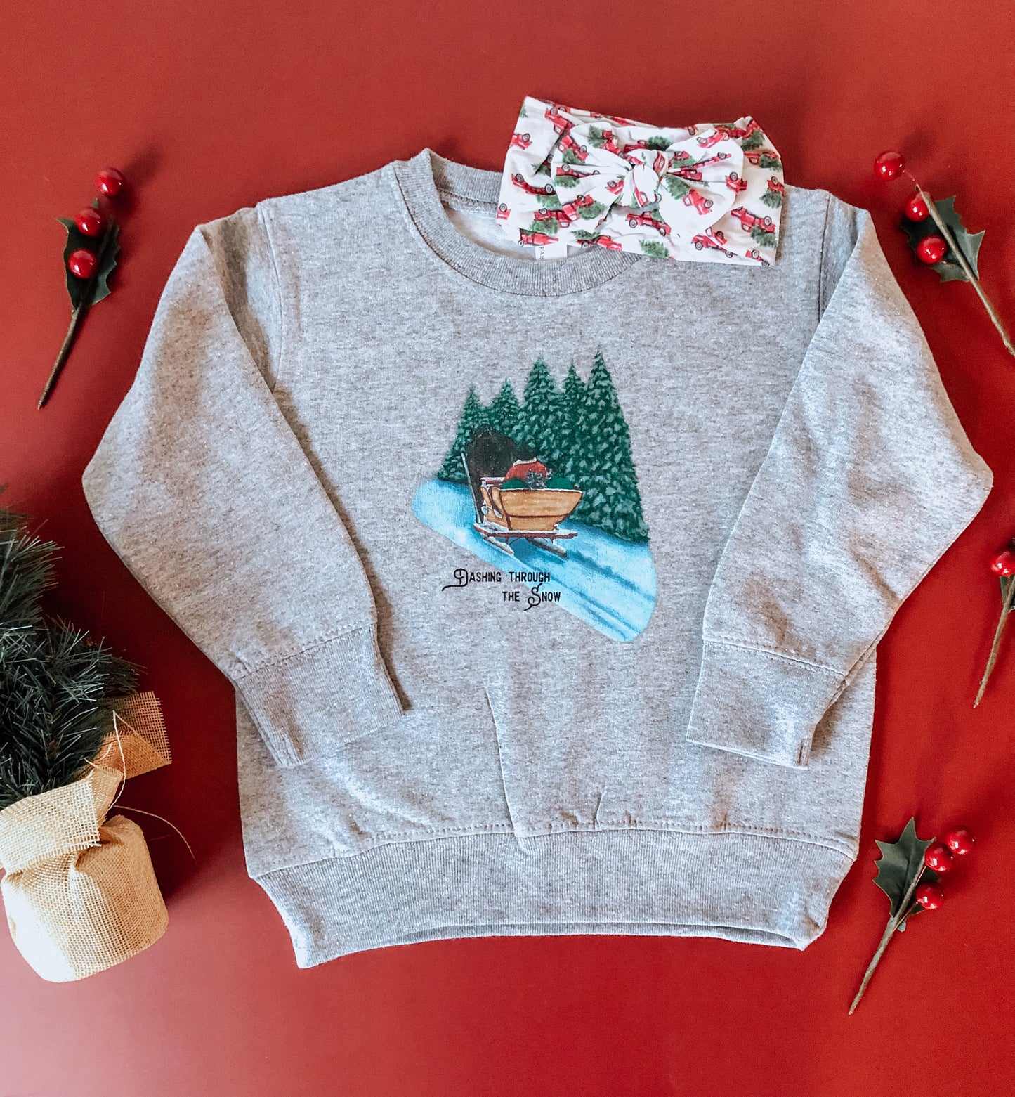 Dashing Through the Snow - With Cowpups in the Sleigh! Crewneck (Toddler)